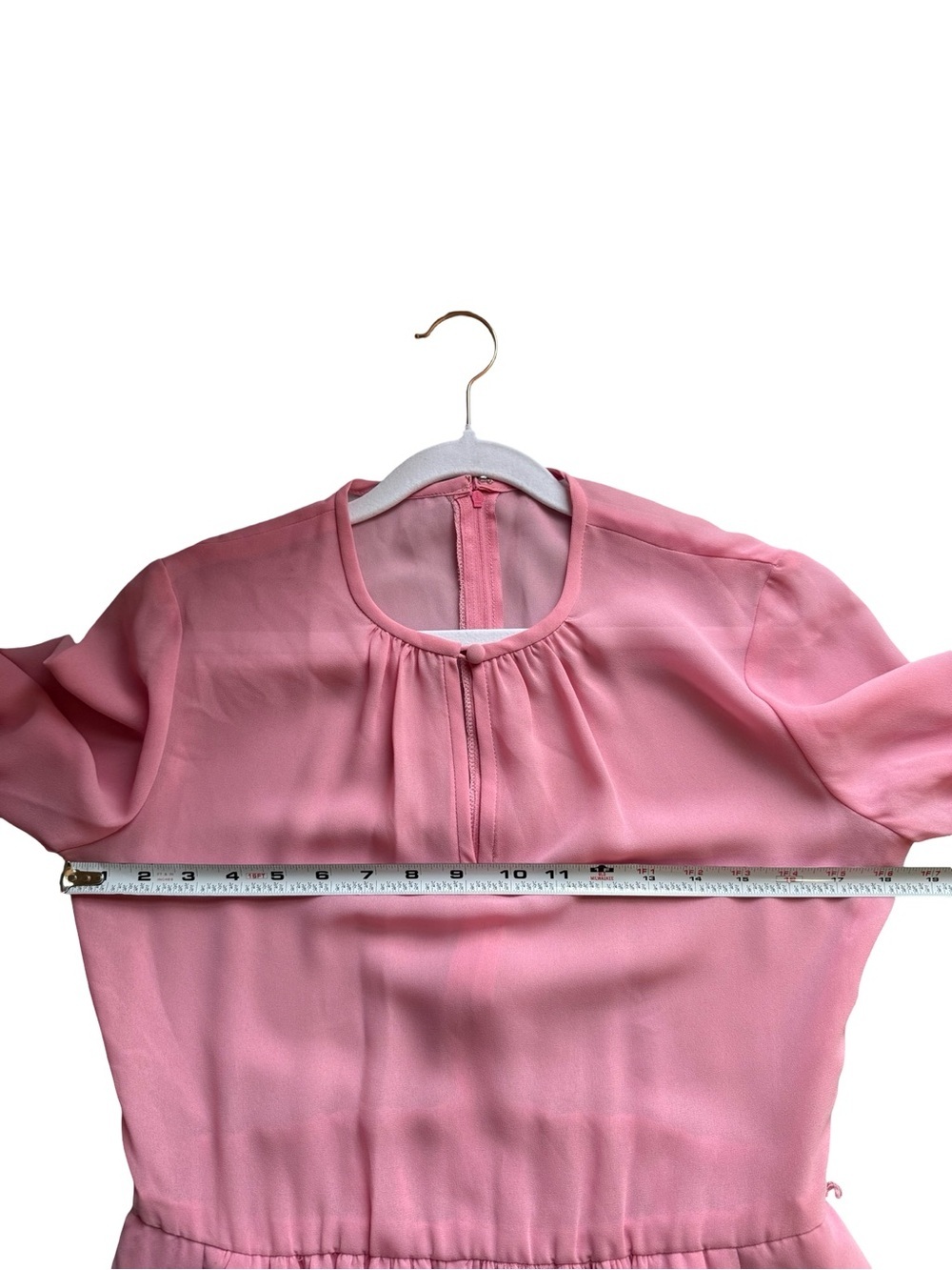 Blush Pink Midi Dress with 3/4 Sleeves Size M Boho Cottagecore Feminine - Picture 6 of 11
